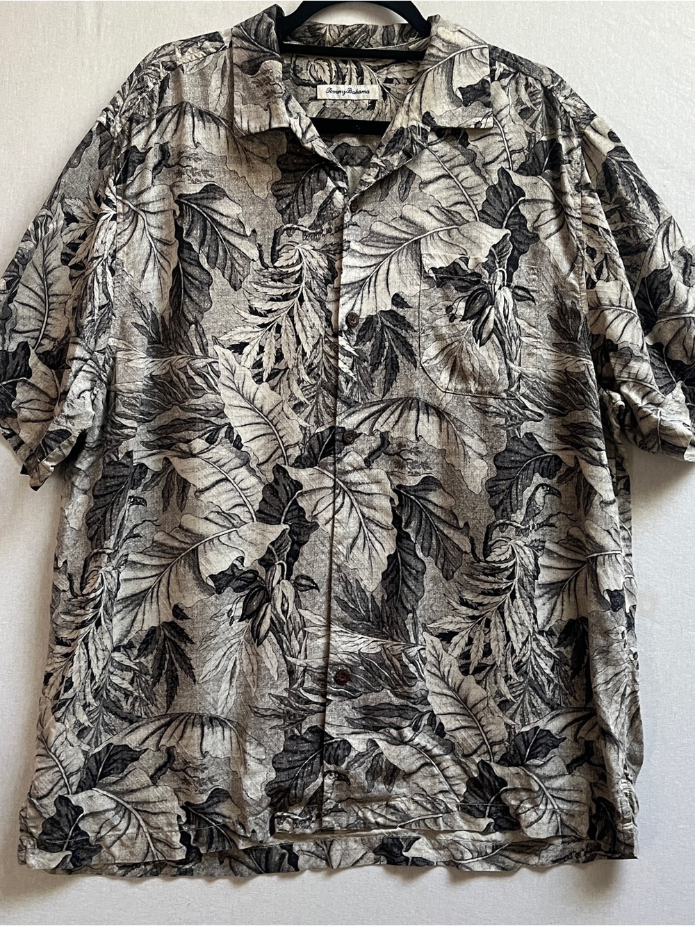 Tommy Bahama 100% Silk Tropical Leaf Short Sleeve Camp Shirt XL